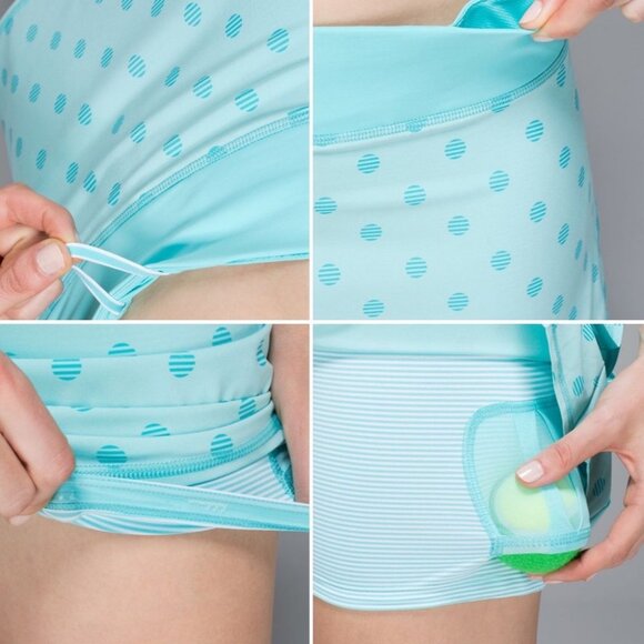 NWT Lululemon Pace Setter Skirt‎ Stripe Dot Printed Angel Blue Tennis Skort 10 - Picture 3 of 15
